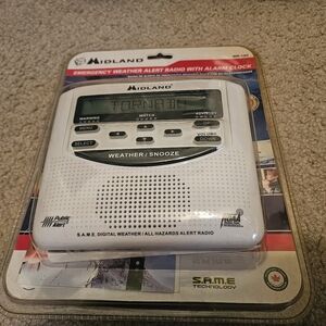 Midland WR-120 Emergency Weather Alert Radio with Alarm Clock  - White New . 